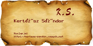 Kertész Sándor névjegykártya